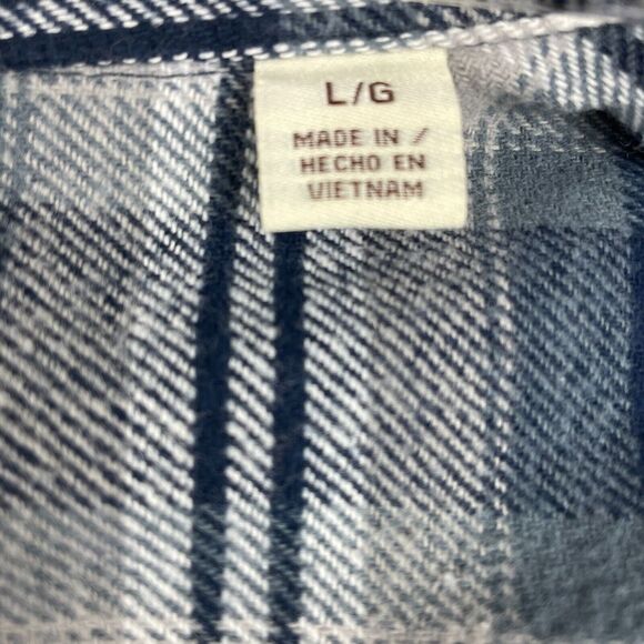 Weatherproof Vintage Men's Large Grey/Blu Plaid Flannel Lumberjack Outdoor Shirt - Picture 7 of 16